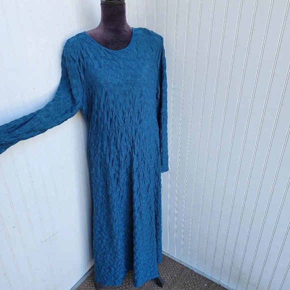 NWT Shein Curve Women Polyester Long Sleeve Maxi Dress Stretch Textured Plus 2XL - Picture 1 of 13